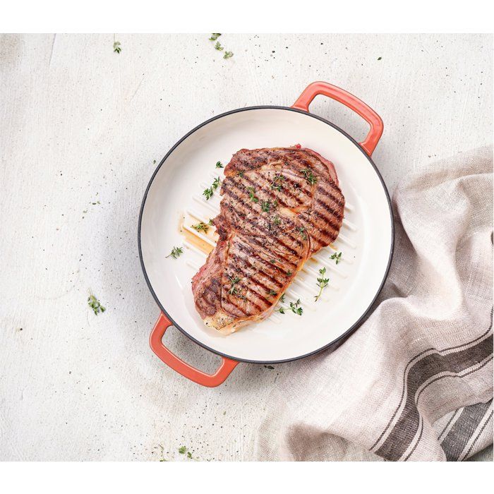 COSY & TRENDY Grill Pan - FONTESTIC - Enameled Cast Iron - Ø28 cm - Induction Compatible
