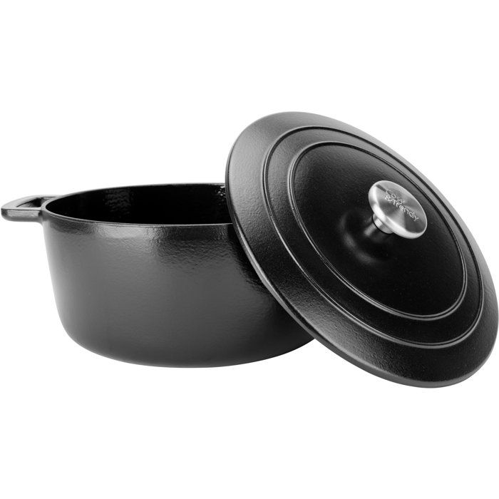 COSY & TRENDY FONTESTIC Casserole with Lid - Enameled Cast Iron - Ø28 cm - 6.15 L - Suitable for All Hobs - Black