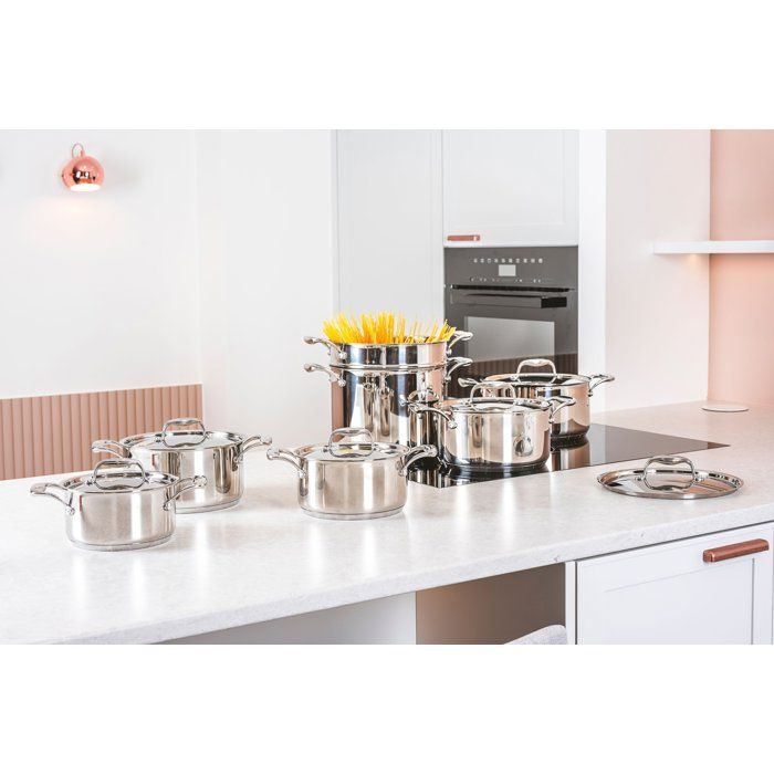 Batterie de cuisine - Tous feux dont induction - COSY & TRENDY-CLASSIC - Acier inoxydable - 11 pieces