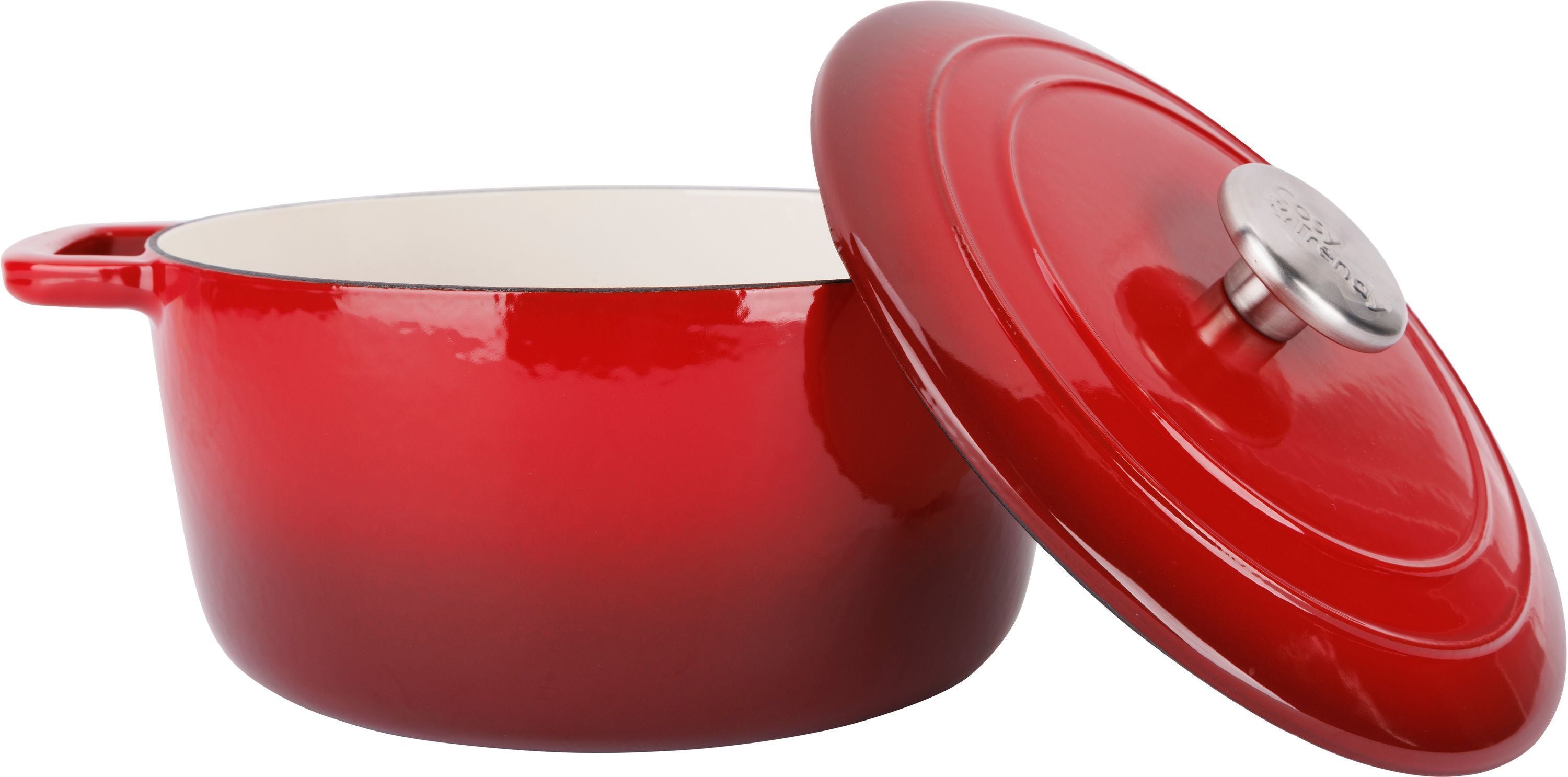 COSY & TRENDY Casserole - FONTESTIC - Enameled Cast Iron - Ø24 cm - 4.6 L - Induction Compatible - Red