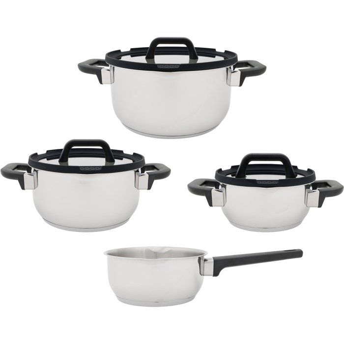 COSY & TRENDY Cookware Set - Stainless Steel - 7 Pieces - Suitable for All Hobs Including Induction