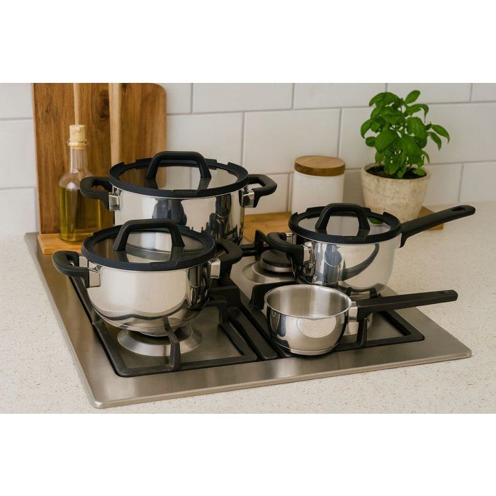 COSY & TRENDY Cookware Set - Stainless Steel - 7 Pieces - Suitable for All Hobs Including Induction