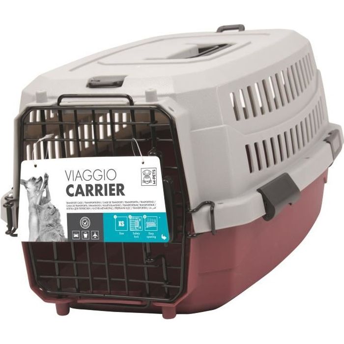 M-PETS Viaggio Carrier S 58.4x38.7x33cm - Burgundy and Grey - For Dogs and Cats