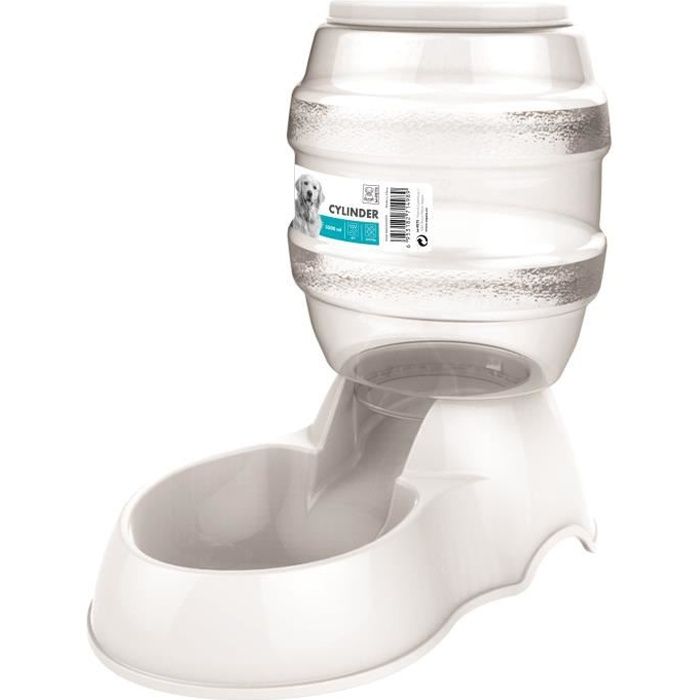 M-PETS Cylinder Pet Food Dispenser - 3500 ml - White - For Dogs