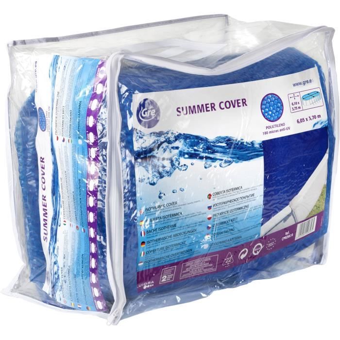 GRE - Summer bubble cover for 6.10 x 3.75 m above-ground pool - 0.18 mm thick