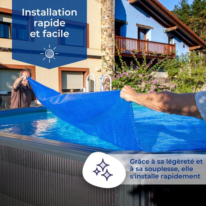 Summer bubble cover - GRE - 180 µ - Swimming pool 8.10 x 4.70 m - For steel/resin, tubular or self-supporting swimming pools