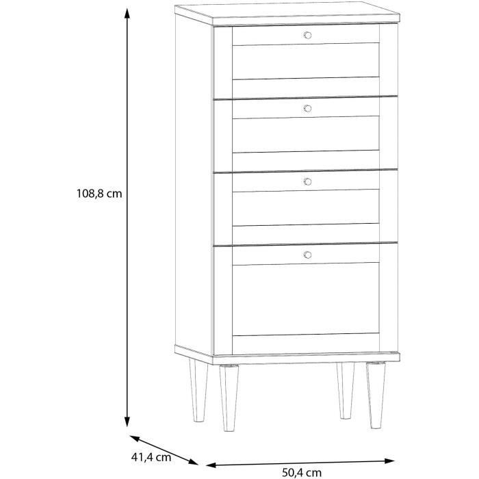 Chest of Drawers - CALASETTEA - 4 Drawers - Oak Decor - 50.4 x 41.4 x 108.8 cm
