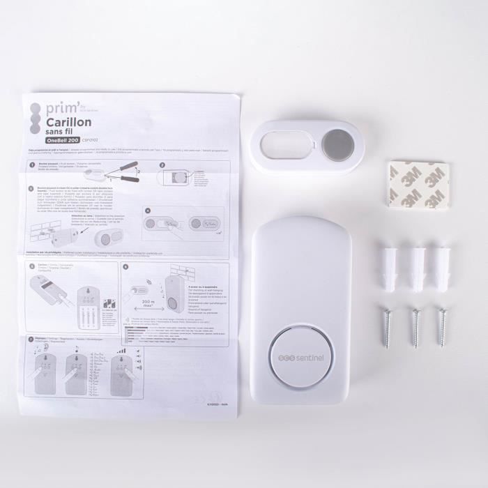 SCS SENTINEL Wireless Doorbell - OneBell 200 - 200 m Range - 15 Melodies - IP55