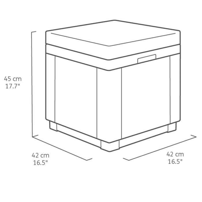 Keter Allibert Garden Ottoman Table - Cube with Cushion - Graphite Grey - 47.1 L
