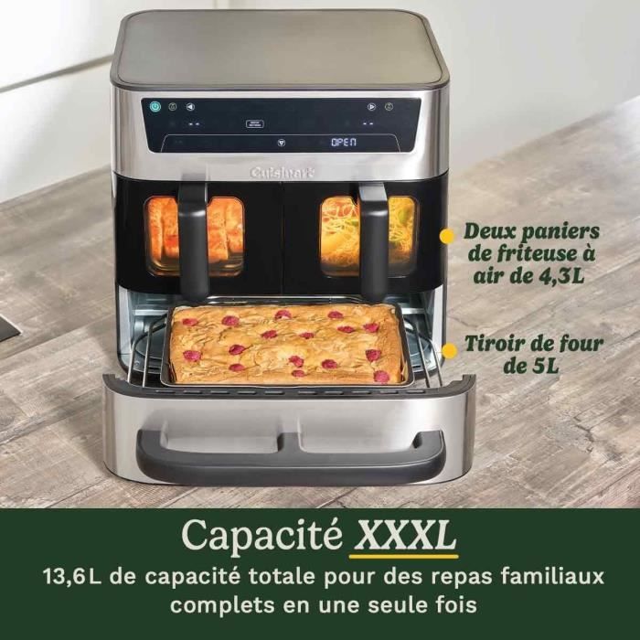 Cuisinart Air Fryer AFT13XSSE - 13.6 L Capacity - 2400W - Dual Tanks + 1 Drawer