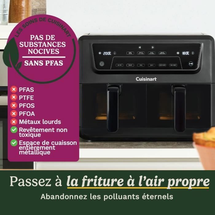 CUISINART Air Fryer - AFD10XBLE - 10.4 L Capacity - Dual Tanks - Black - 2400W