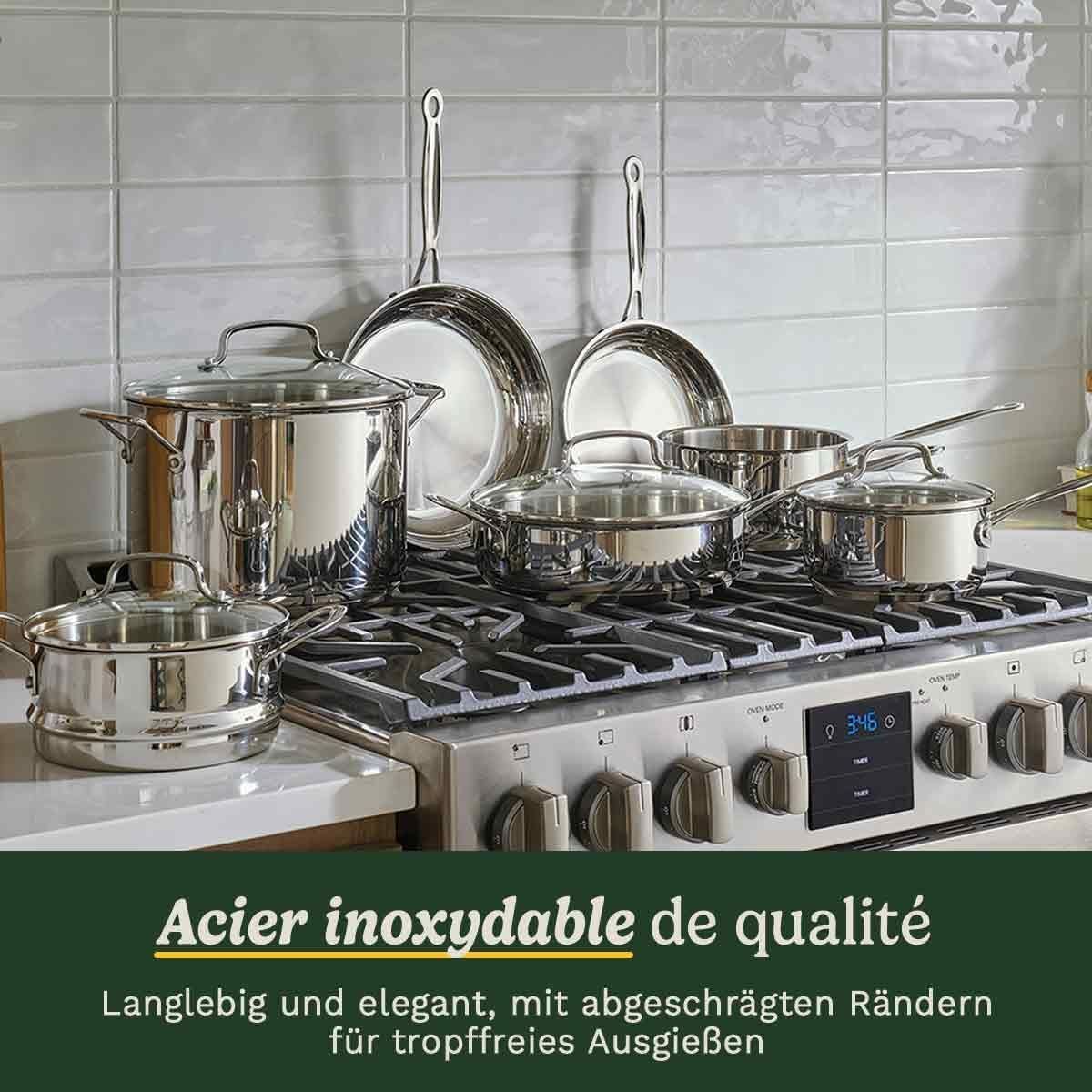 CUISINART Cookware Set - 11 Pieces - Stainless Steel - Suitable for All Hobs Including Induction - Model 77-11 G