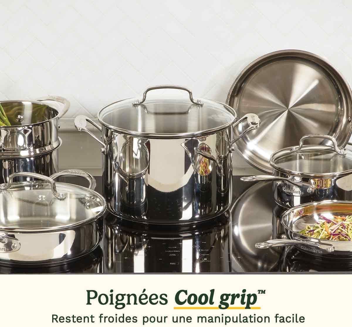 CUISINART Cookware Set - 11 Pieces - Stainless Steel - Suitable for All Hobs Including Induction - Model 77-11 G