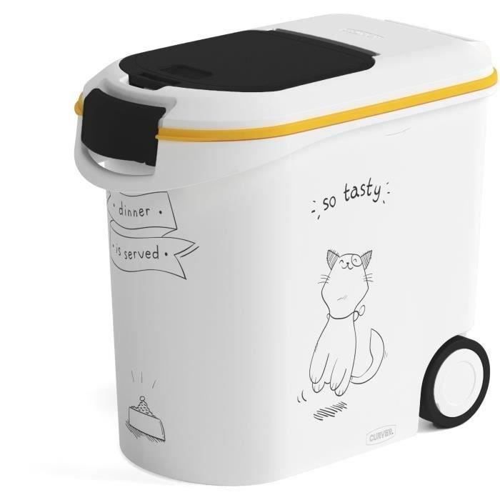 CURVER Cat Food Container with Wheels 12 kg - 35 L - Dinner is Served