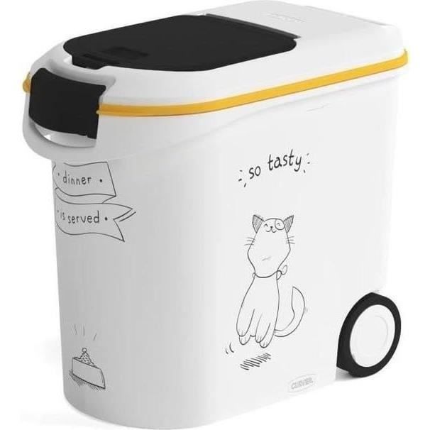 CURVER Cat Food Container with Wheels 12 kg - 35 L - Dinner is Served