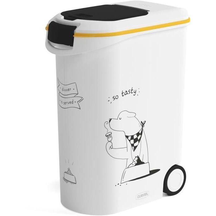 CURVER 20 kg Rolling Dog Food Container - 54 L - Dinner is Served