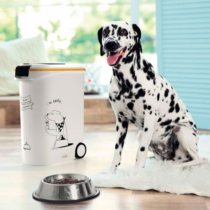 CURVER 20 kg Rolling Dog Food Container - 54 L - Dinner is Served
