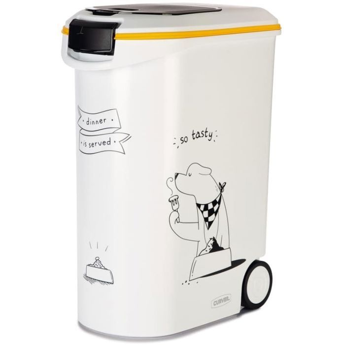CURVER 20 kg Rolling Dog Food Container - 54 L - Dinner is Served
