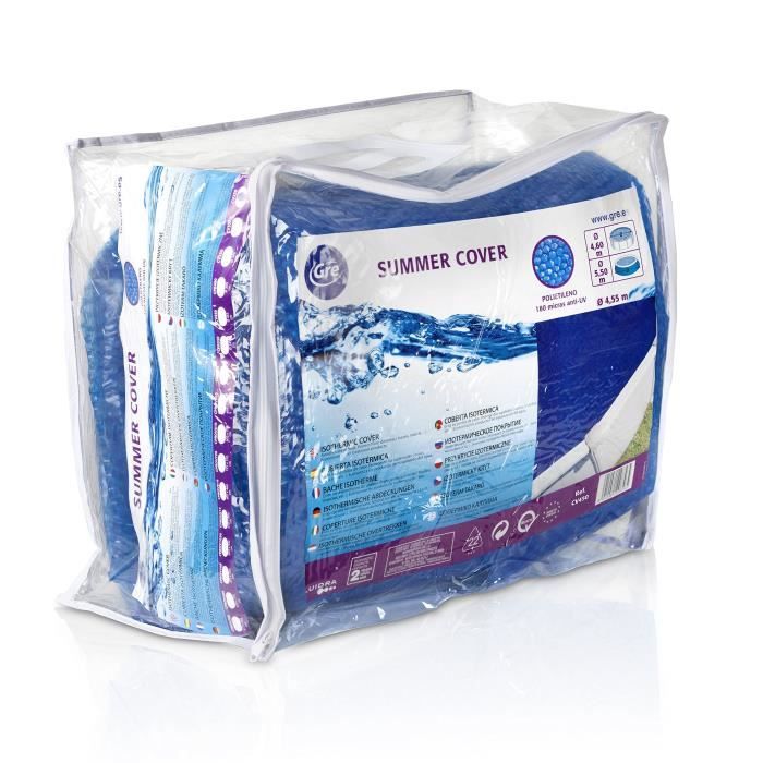 GRE Summer Bubble Cover for Round Above-Ground Pools Ø 4.50 m to Ø 4.60 m - 0.18 mm Thickness