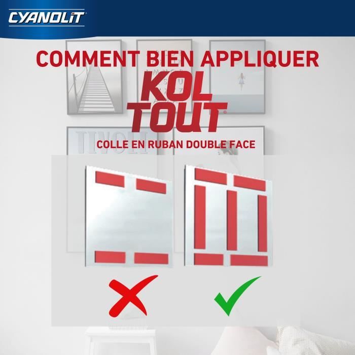 CYANOLIT Double-sided Adhesive Tape - Koltout XL - 7.5 m x 19 mm - High Adhesion - Discreet and Durable