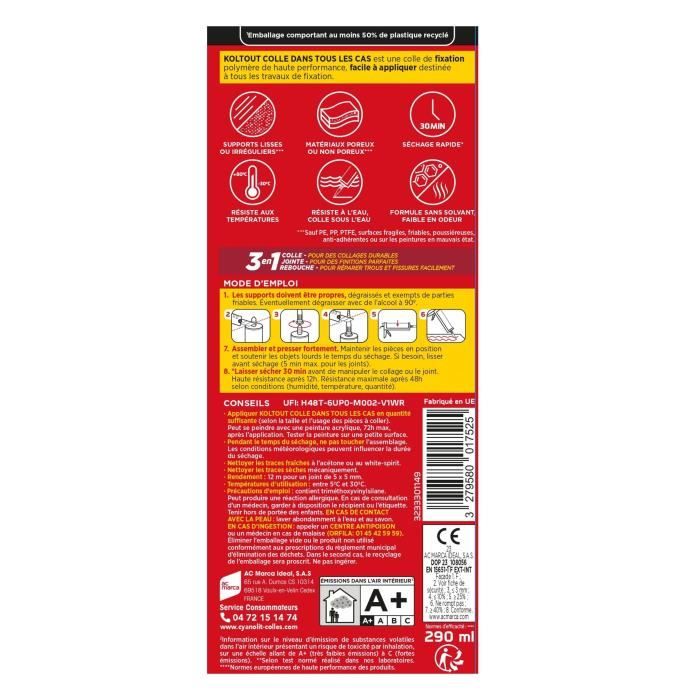 CYANOLIT Adhesive - 290 ml Cartridge - White - Multipurpose - Strong and Flexible