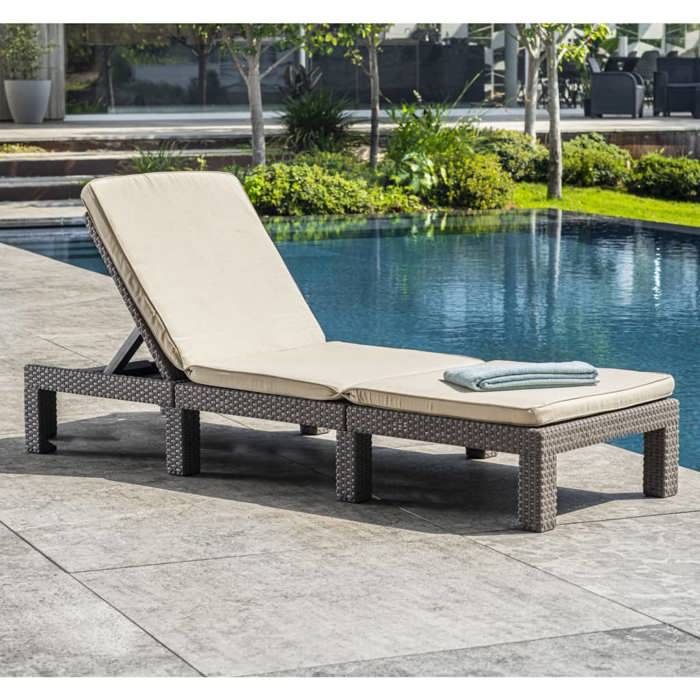 Keter Long Chair with Daytona Cappuccino 441308 Cushion