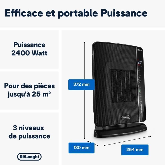 DELONGHI Ceramic Fan Heater - DCH7993ER.BC - 2400W - Black and Chrome