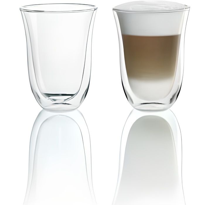 DELONGHI Set of 2 Latte Macchiato Cups - 33 cl - Double Walled - White