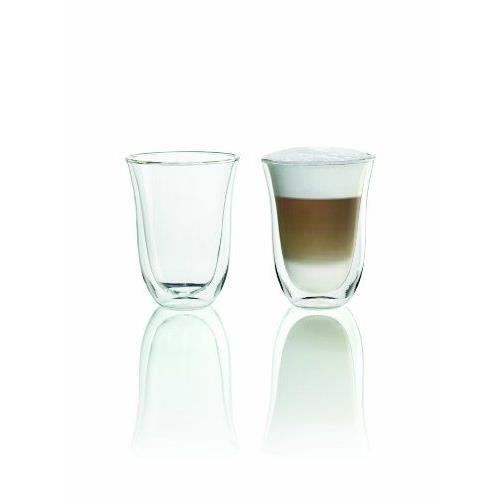 DELONGHI Set of 2 Latte Macchiato Cups - 33 cl - Double Walled - White