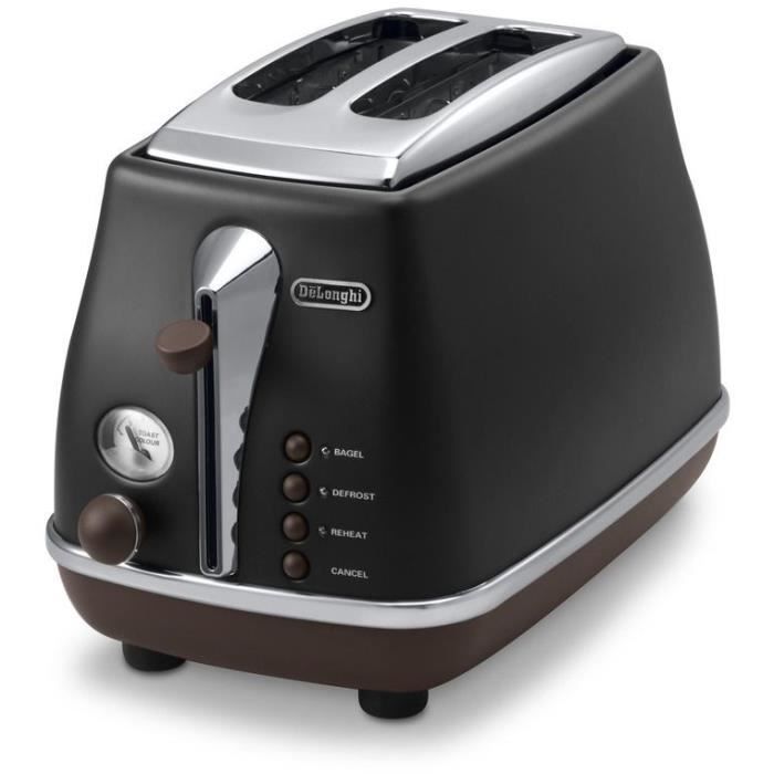 De'Longhi Toaster - CTOV2103.BK - 900W - 2 Slots - Matte Black/Chocolate