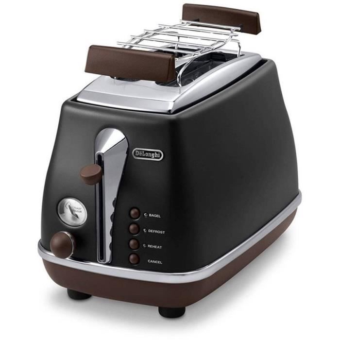 De'Longhi Toaster - CTOV2103.BK - 900W - 2 Slots - Matte Black/Chocolate