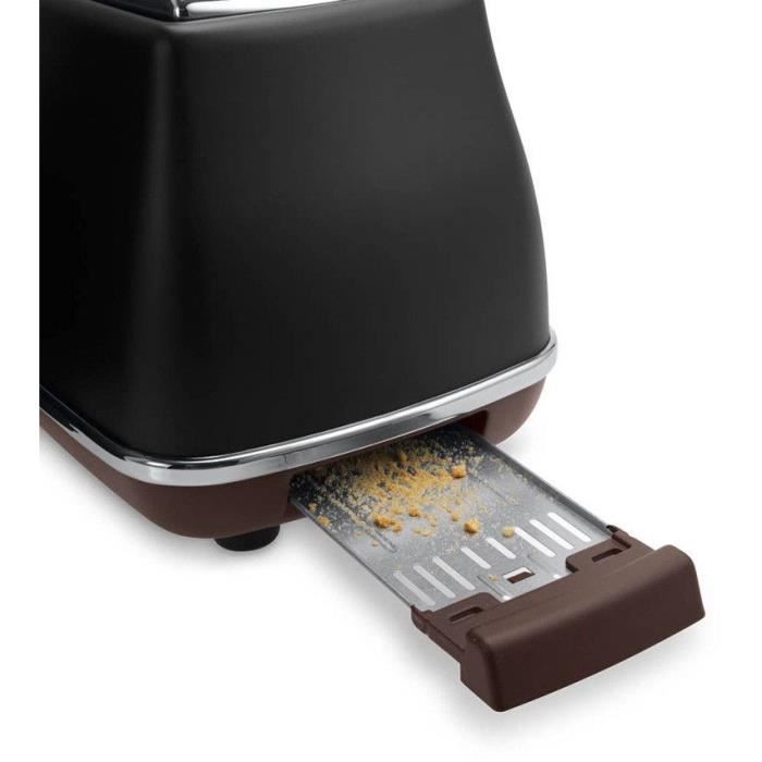 De'Longhi Toaster - CTOV2103.BK - 900W - 2 Slots - Matte Black/Chocolate