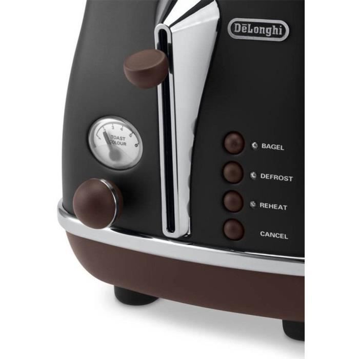 De'Longhi Toaster - CTOV2103.BK - 900W - 2 Slots - Matte Black/Chocolate