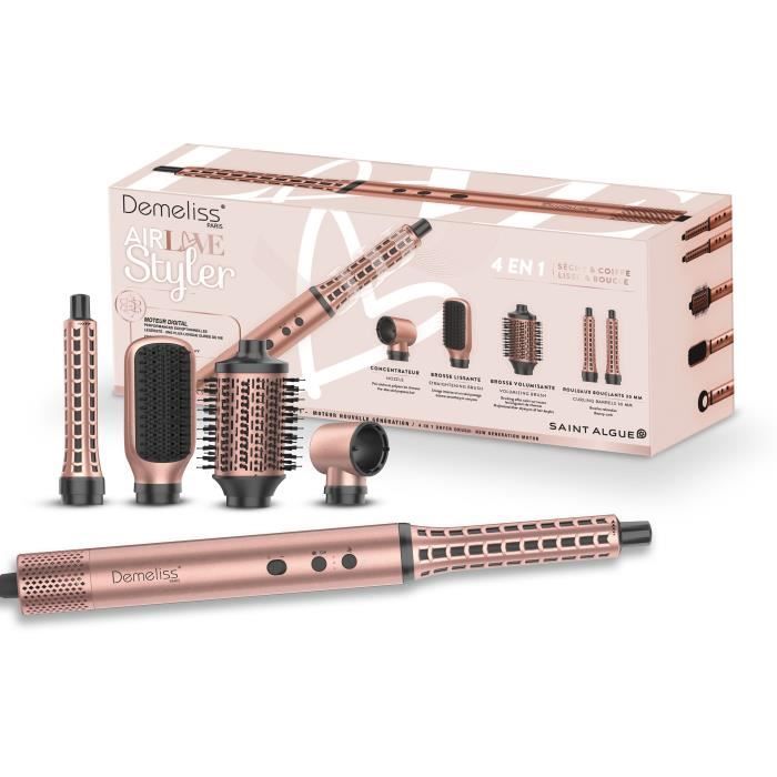SAINT ALGUE Multistyler Blow Dryer Brush - Demeliss AIRFLOW STYLER - 5 Attachments - Exclusive Color