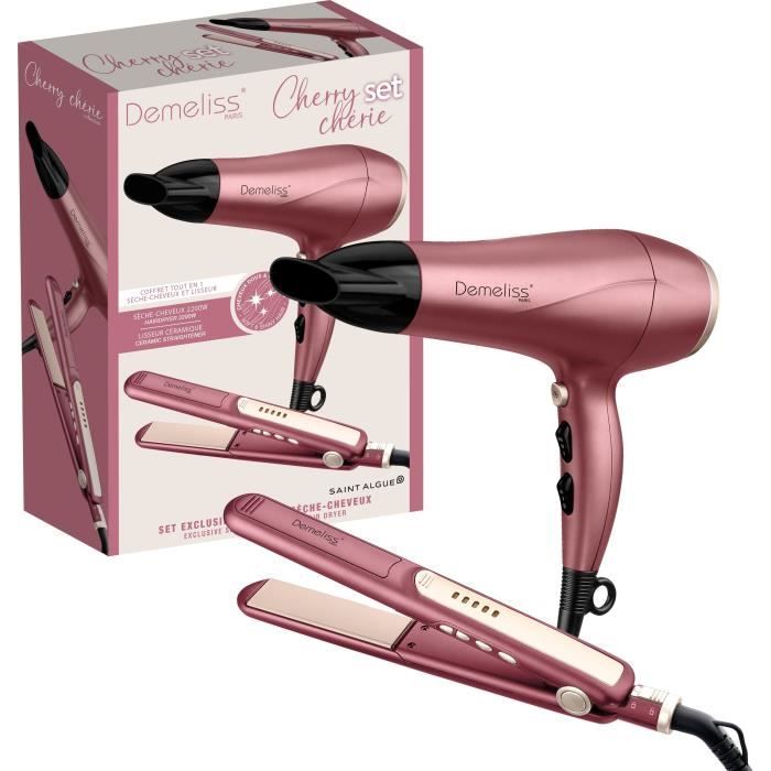 DEMELISS Hair Straightener and Hairdryer Set - 2200W - Cherry Chérie