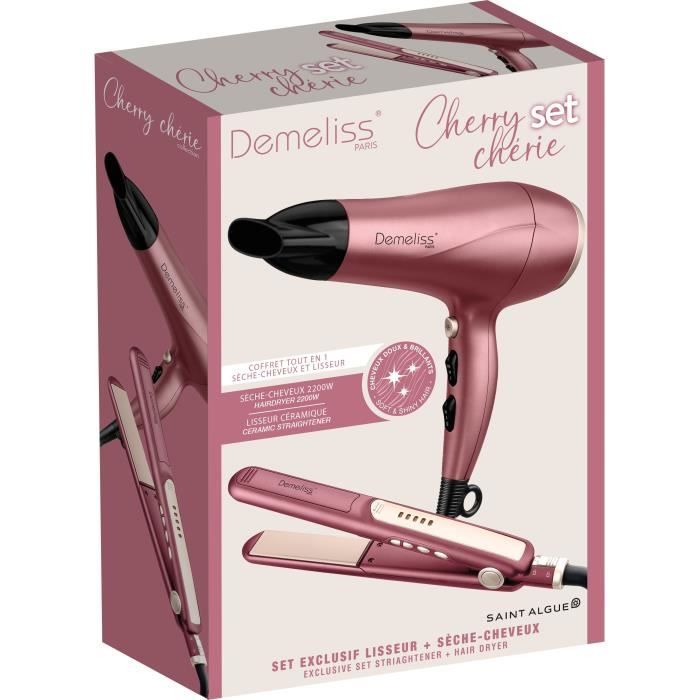 DEMELISS Hair Straightener and Hairdryer Set - 2200W - Cherry Chérie