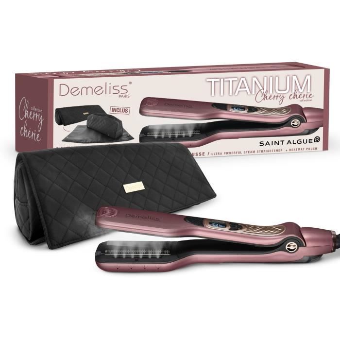 DEMELISS Titanium Hair Straightener - 5 Temperature Settings - Max 230°C - Cherry Chérie