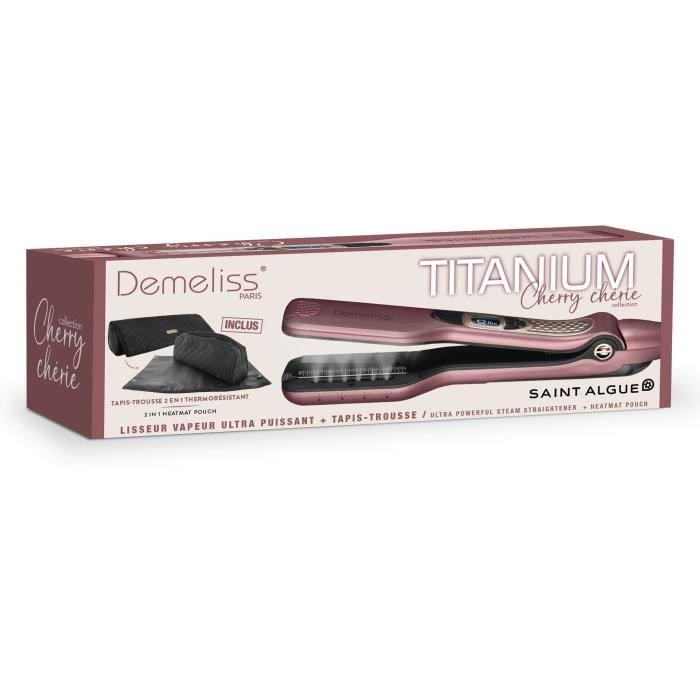 DEMELISS Titanium Hair Straightener - 5 Temperature Settings - Max 230°C - Cherry Chérie