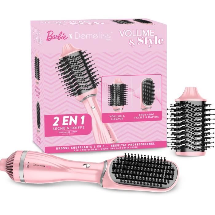 Demeliss Volume & Style Barbie Edition Hot Air Brush - 1200W - 3 Heat Settings - Pink