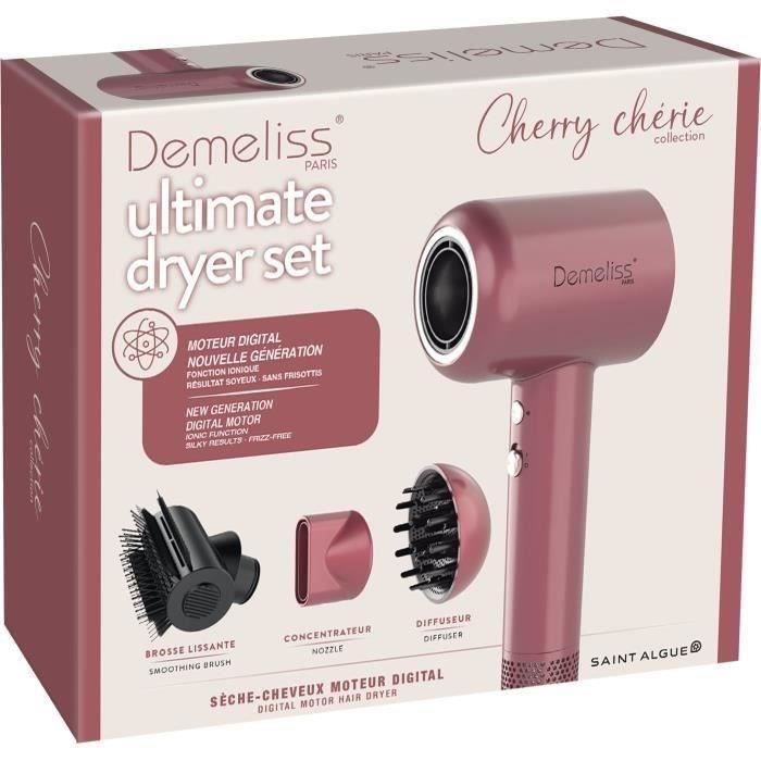 DEMELISS Hair Dryer - ULTIMATE DRYER SET - 1600 W - Magnetic diffuser - Cherry Chérie