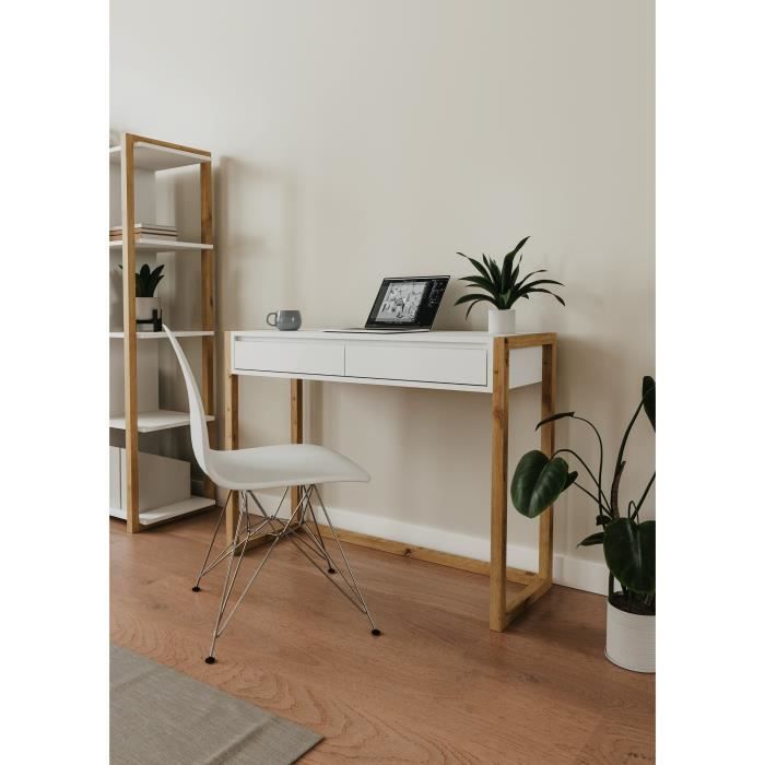 DENVER Console Desk - Artisan Oak/ White - 2 Drawers - 100 x 35 x 75 cm
