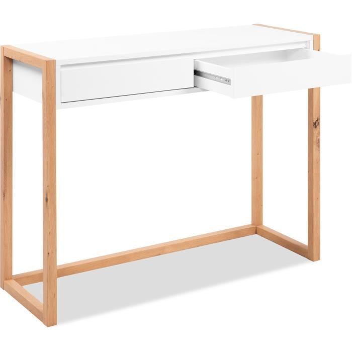 DENVER Console Desk - Artisan Oak/ White - 2 Drawers - 100 x 35 x 75 cm