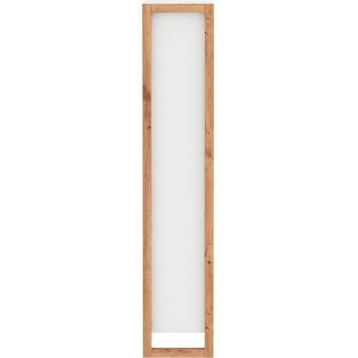 DENVER Shoe Cabinet - White and Oak - 12 Pairs - W70 x D25 x H125 cm