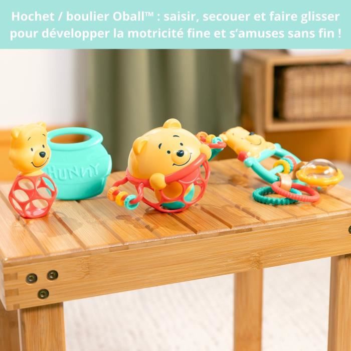 DISNEY BABY - WINNIE Baby Gift Set with 5 Toys: Teether, O-Ball, Rattle, Stroller Attachment