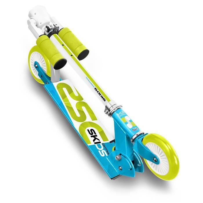 Skids Control Folding Scooter - Blue - Speedometer - Adjustable Height - Non-Slip Deck
