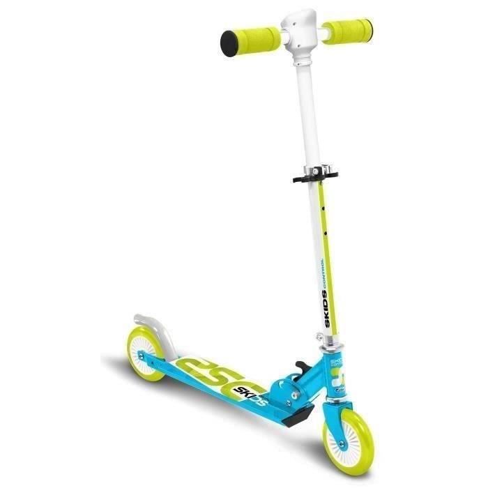 Skids Control Folding Scooter - Blue - Speedometer - Adjustable Height - Non-Slip Deck