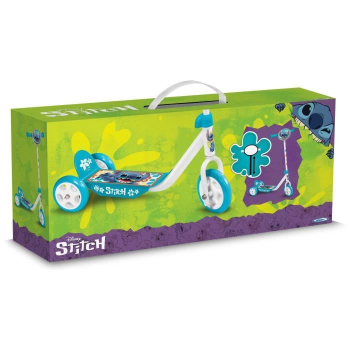 DISNEY 3-Wheel Scooter - STITCH - Height Adjustable - Wide Non-Slip Deck