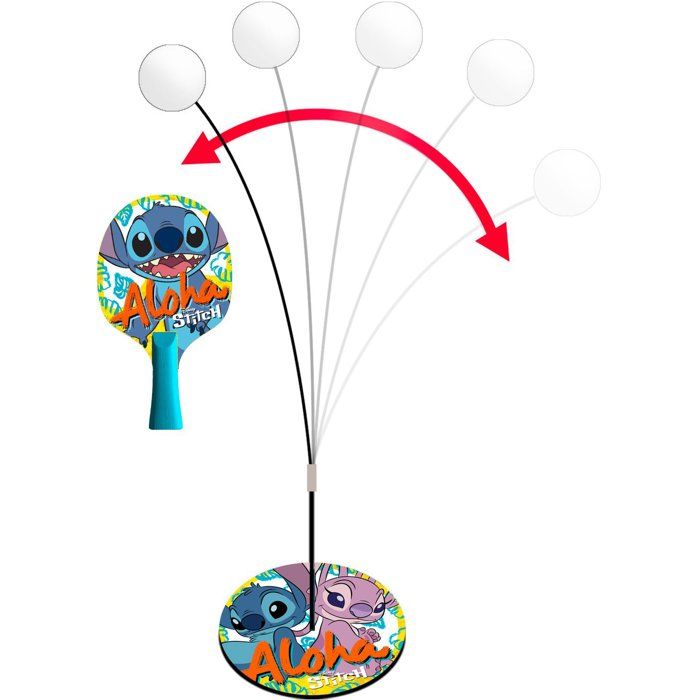 DISNEY 2-in-1 Ping-Pong Learning Set - STITCH - 2 Paddles + 5 Balls + Suction Cup Net