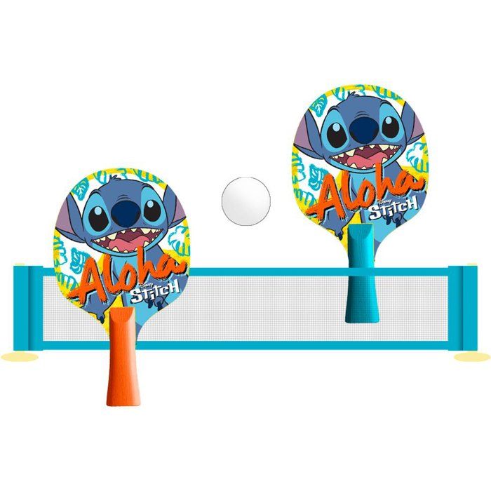 DISNEY 2-in-1 Ping-Pong Learning Set - STITCH - 2 Paddles + 5 Balls + Suction Cup Net