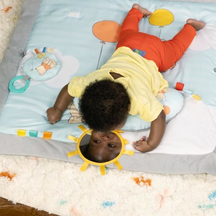 DISNEY BABY  -WINNIE- Tapis de sol éveil bébé évolutif, arche en bois pliable avec jouets sensoriels, miroir